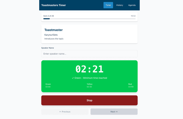 Toastmasters Timer